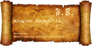Wingler Borbála névjegykártya